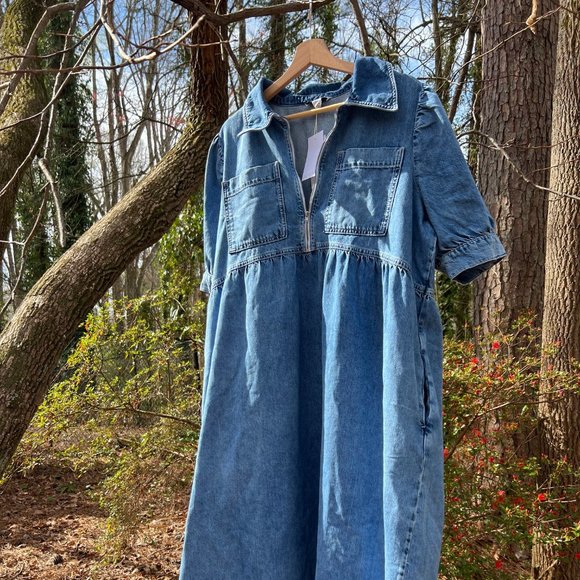 ALIGNE GABRIELLA SHORT SLEEVE DENIM MIDI DRESS - Picture 7 of 11